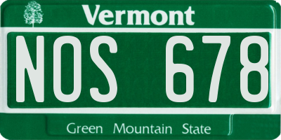 VT license plate NOS678
