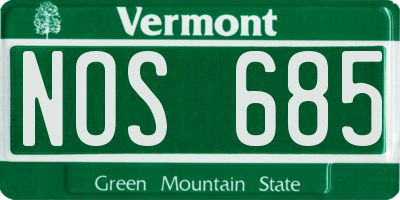 VT license plate NOS685