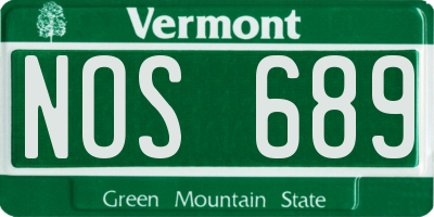 VT license plate NOS689