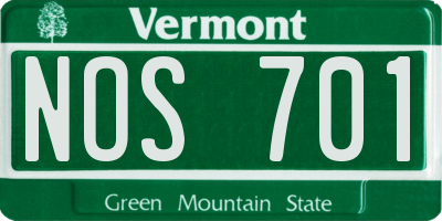 VT license plate NOS701