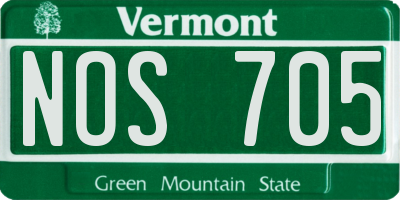 VT license plate NOS705