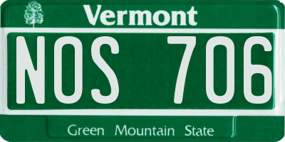 VT license plate NOS706