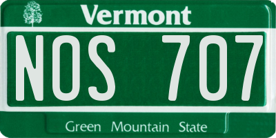 VT license plate NOS707