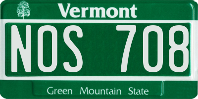 VT license plate NOS708