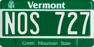 VT license plate NOS727