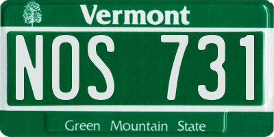 VT license plate NOS731