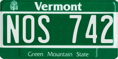 VT license plate NOS742