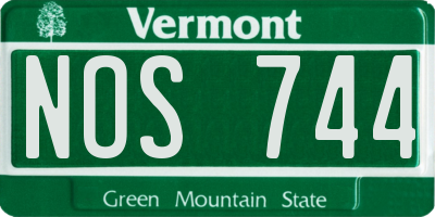 VT license plate NOS744