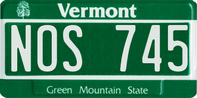VT license plate NOS745