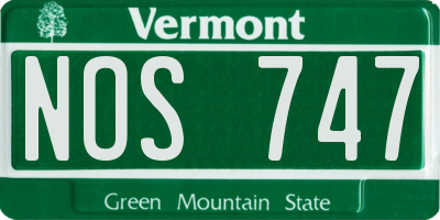 VT license plate NOS747