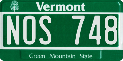 VT license plate NOS748