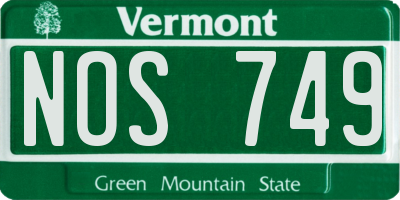 VT license plate NOS749