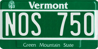 VT license plate NOS750