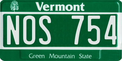 VT license plate NOS754