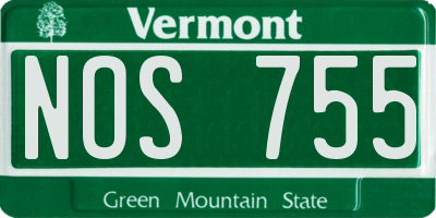 VT license plate NOS755