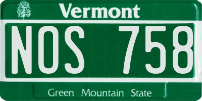 VT license plate NOS758