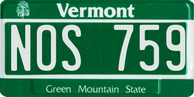 VT license plate NOS759