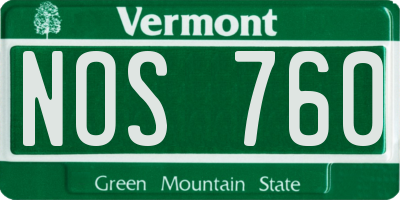 VT license plate NOS760