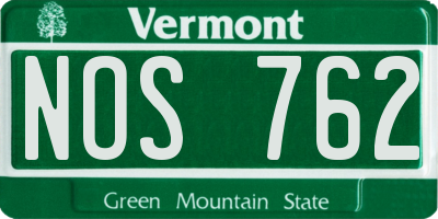 VT license plate NOS762