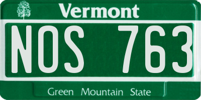 VT license plate NOS763