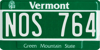 VT license plate NOS764