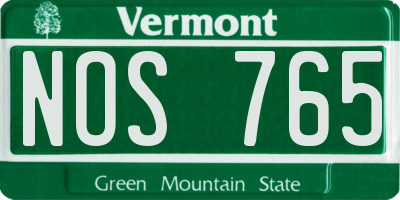 VT license plate NOS765