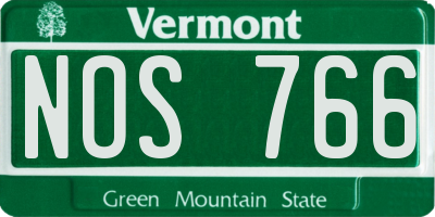 VT license plate NOS766