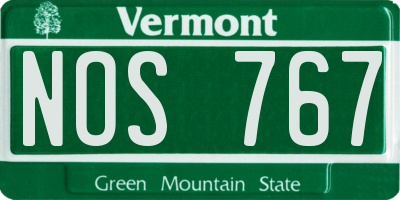 VT license plate NOS767