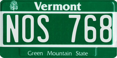 VT license plate NOS768