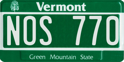 VT license plate NOS770