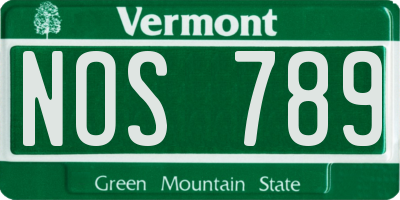VT license plate NOS789