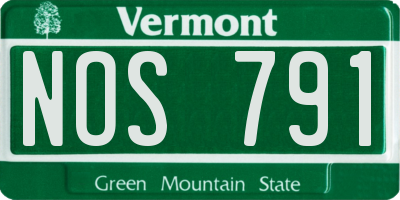 VT license plate NOS791