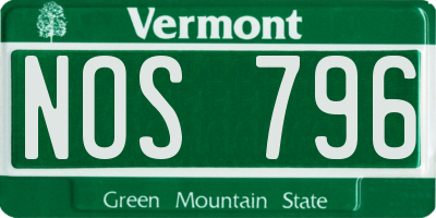 VT license plate NOS796