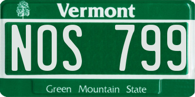VT license plate NOS799