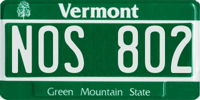VT license plate NOS802