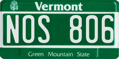 VT license plate NOS806
