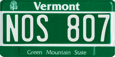 VT license plate NOS807