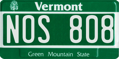 VT license plate NOS808