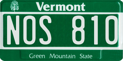 VT license plate NOS810