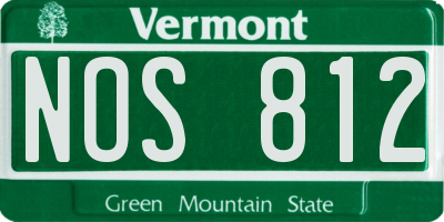 VT license plate NOS812
