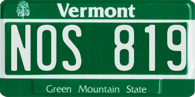 VT license plate NOS819