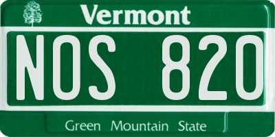 VT license plate NOS820