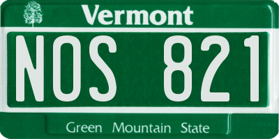 VT license plate NOS821