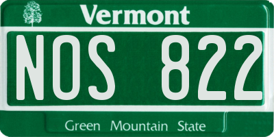 VT license plate NOS822