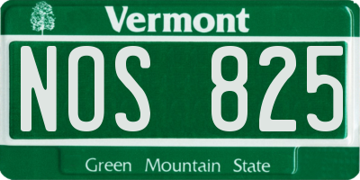 VT license plate NOS825