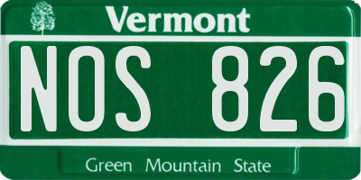 VT license plate NOS826