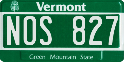 VT license plate NOS827