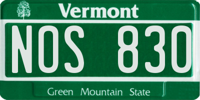 VT license plate NOS830