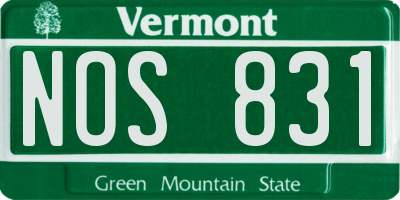 VT license plate NOS831