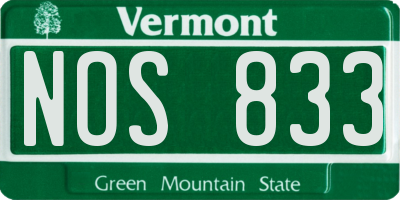 VT license plate NOS833